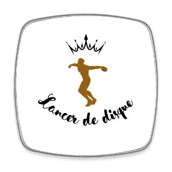 Lanceur de disques - Magnet carré - blanc - Devant