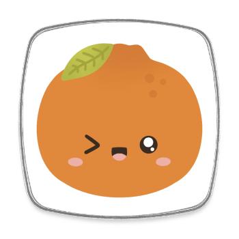 Kawaii Orange Wink Charakter - Viereckiger Kühlschrankmagnet - Weiß - Vorne