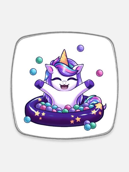 Unicorn Ball Pool - Square fridge magnet - white