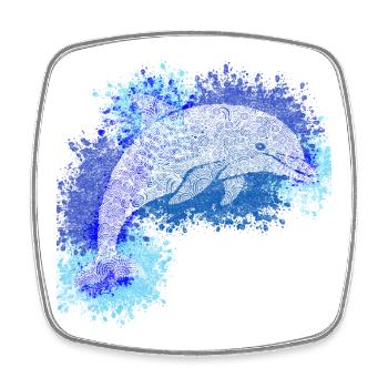 Zentangle-Delfin - Viereckiger Kühlschrankmagnet - Weiß - Vorne