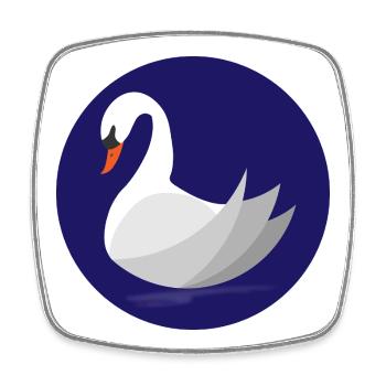 Schwan - Viereckiger Kühlschrankmagnet - Weiß - Vorne