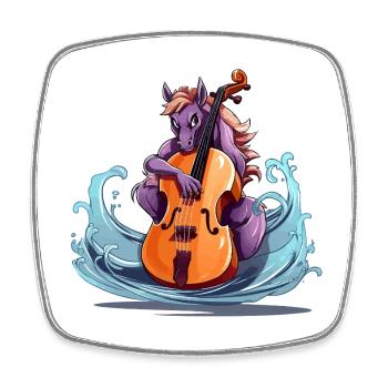 Wellenstreich Unicorn Cellist - Viereckiger Kühlschrankmagnet - Weiß - Vorne