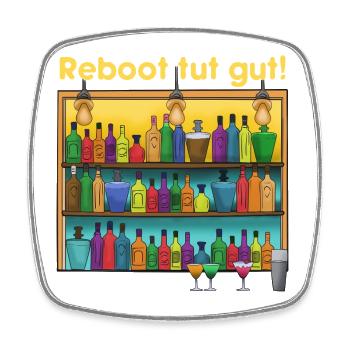 Reboot Barpalette: Bunte Spirituosen - Viereckiger Kühlschrankmagnet - Weiß - Vorne