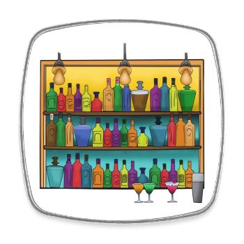 Colorful Bar Bottles Collage - Square fridge magnet - white - Front