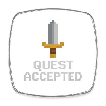 Quest Accepted Pixel Sword - Square fridge magnet - white - Front