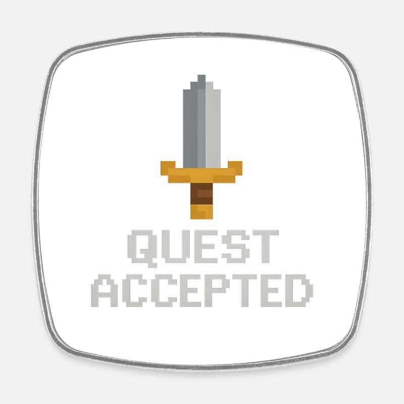 Quest Accepted Pixel Sword - Square fridge magnet - white