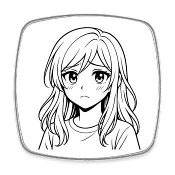 Melancholic Girl – Manga Style - Square fridge magnet - white - Front