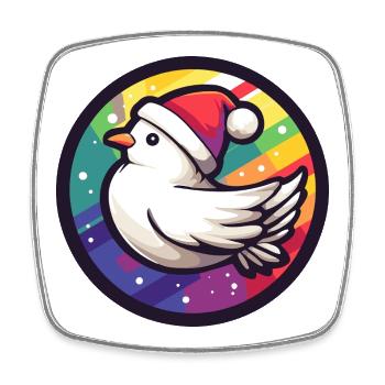 Christmas Bird in Rainbow Ring - Square fridge magnet - white - Front