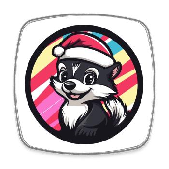Dessin animé de Noël avec la moufette - Magnet carré - blanc - Devant