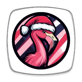 Flamingo Santa Christmas Design - Square fridge magnet - white - Front