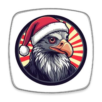 Christmas Bird with Santa Hat - Square fridge magnet - white - Front