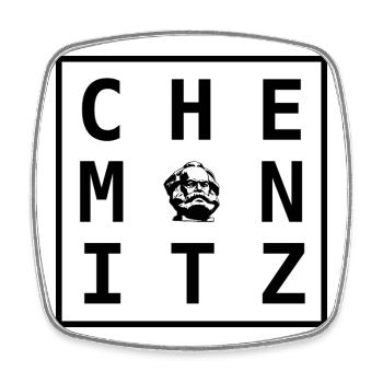 Chemnitz Karl-Marx Souvenir Design Nischel Art - Magnet carré - blanc - Devant