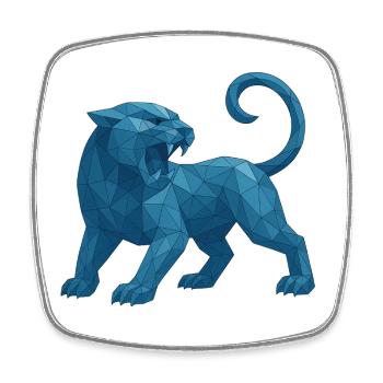 Blue Geometric Lion - Viereckiger Kühlschrankmagnet - Weiß - Vorne