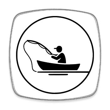 Angler in Boat Silhouette Logo Clean - Square fridge magnet - white - Front