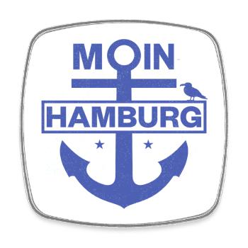 Moin Hamburg - Viereckiger Kühlschrankmagnet - Weiß - Vorne