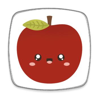 Kawaii Red Apple Character Design - Square fridge magnet - white - Front
