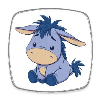 Blue cute Plush Donkey - Square fridge magnet - white - Front