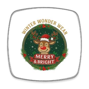 Winter Reindeer Merry & Bright - Square fridge magnet - white - Front