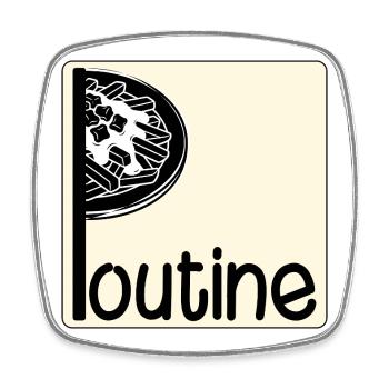 Kanada-kanadisches Gericht Poutine - Viereckiger Kühlschrankmagnet - Weiß - Vorne