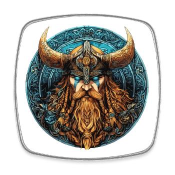Viking Krieger Runenkreis - Viereckiger Kühlschrankmagnet - Weiß - Vorne