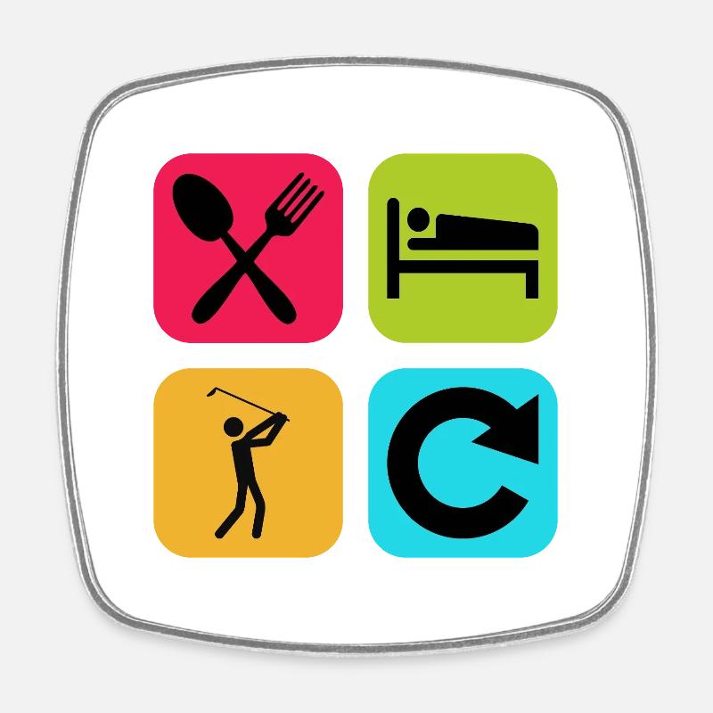 Manger Dormir Golf Répéter Citation drôle Golfeur - Magnet carré - blanc