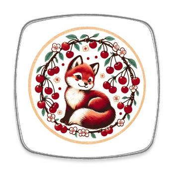 Cercle Vintage Cherry Ring Fox - Magnet carré - blanc - Devant