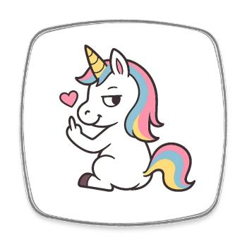 Cheeky Unicorn with Heart – Sweet Unicorn Statement - Square fridge magnet - white - Front