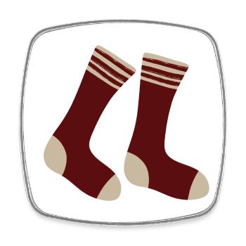Maroon gestreifte Zehensocken - Viereckiger Kühlschrankmagnet - Weiß - Vorne