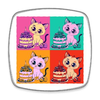 Gâteau pour chat dent sucrée Gâteau Snacking Pâtisserie Sucré - Magnet carré - blanc - Devant