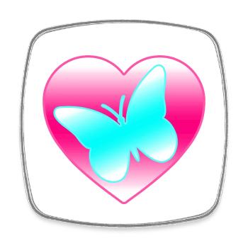 Papillon - Magnet carré - blanc - Devant