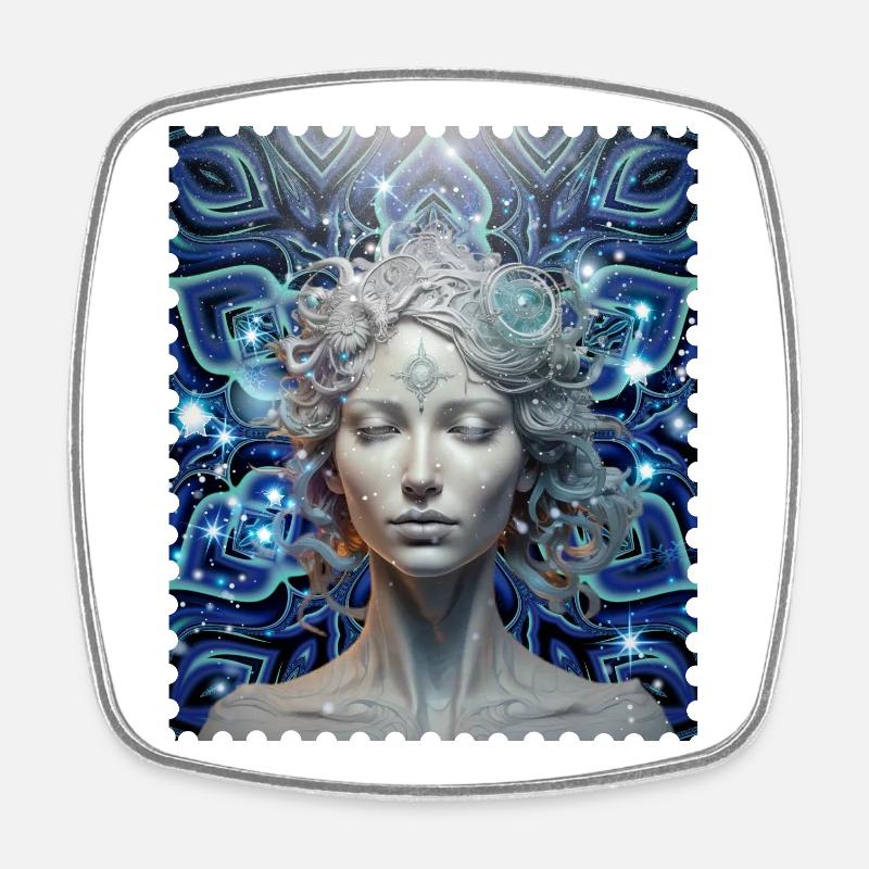 Cosmic Dream Goddess - Square fridge magnet - white