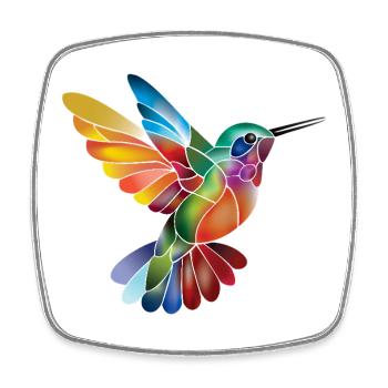 Mosaic hummingbird in colors - Square fridge magnet - white - Front