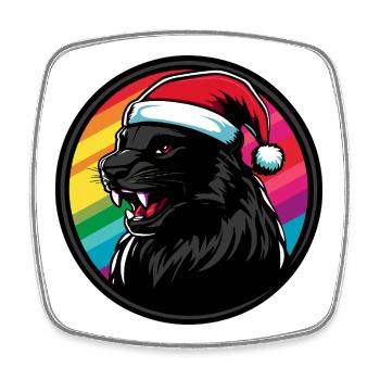Panther Santa in the rainbow - Square fridge magnet - white - Front