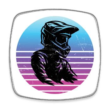 Motif amusant de motocross - Magnet carré - blanc - Devant