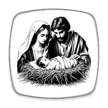 Christmas nativity scene with the Sagrada Familia - Square fridge magnet - white - Front