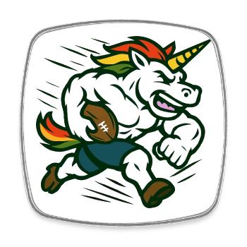 Unicorn Football Speed Mascot Power Design - Square fridge magnet - white - Front