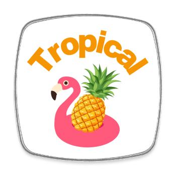 Ambiances tropicales. Flamant rose et ananas. Vacances, temps mort - Magnet carré - blanc - Devant