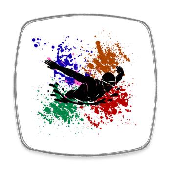 Swimmer Colored Paint Shards - Square fridge magnet - white - Front