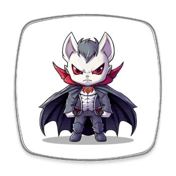 Chibi Vampir im Anzug mit Cape - Viereckiger Kühlschrankmagnet - Weiß - Vorne