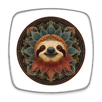 Buntes Faultier Mandala Natur Design - Viereckiger Kühlschrankmagnet - Weiß - Vorne