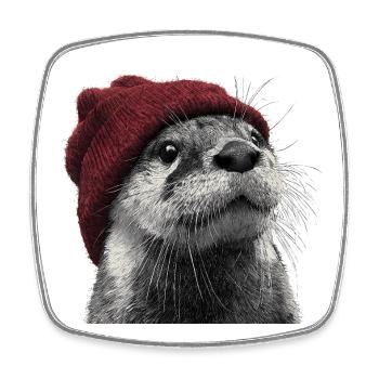 Otter mit roter Mütze – Winter Tier Illustration - Viereckiger Kühlschrankmagnet - Weiß - Vorne