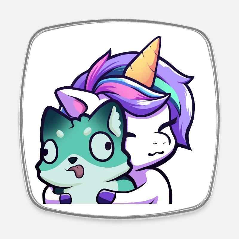 Lya Licorne Câlin - Magnet carré - blanc