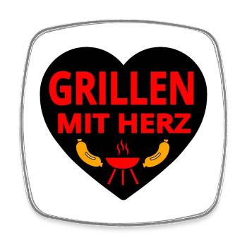 Grill - Square fridge magnet - white - Front