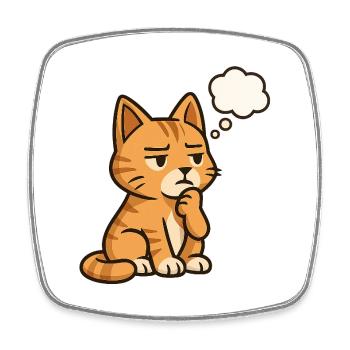 Thoughtful-Cat - Square fridge magnet - white - Front