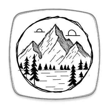 Berge Outdoor Motiv als Zeichnung - Viereckiger Kühlschrankmagnet - Weiß - Vorne