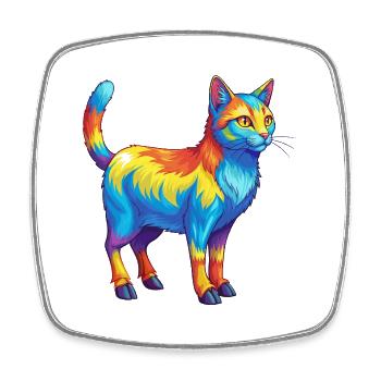 Bunte Katzen-Regenbogen-Pop-Art-Aquarell - Viereckiger Kühlschrankmagnet - Weiß - Vorne