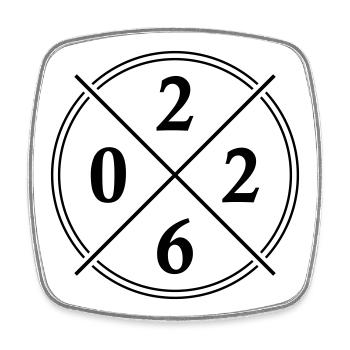 2026 Symbol - Viereckiger Kühlschrankmagnet - Weiß - Vorne