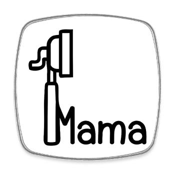 Machine à café Porte-filtre Mama - Magnet carré - blanc - Devant