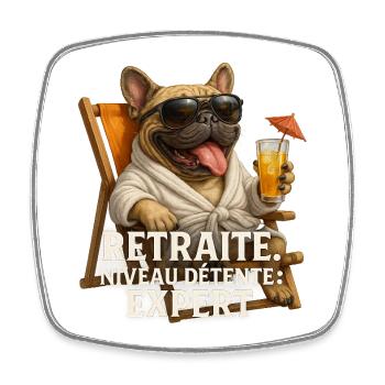 Expert Retraté Relaxation Bulldog - Square fridge magnet - white - Front