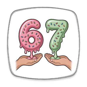 67 - Funny Six Seven T-Shirt - Viereckiger Kühlschrankmagnet - Weiß - Vorne